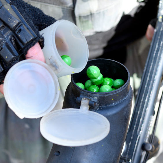 Paintball Gotcha Pot is filled with Paintballs